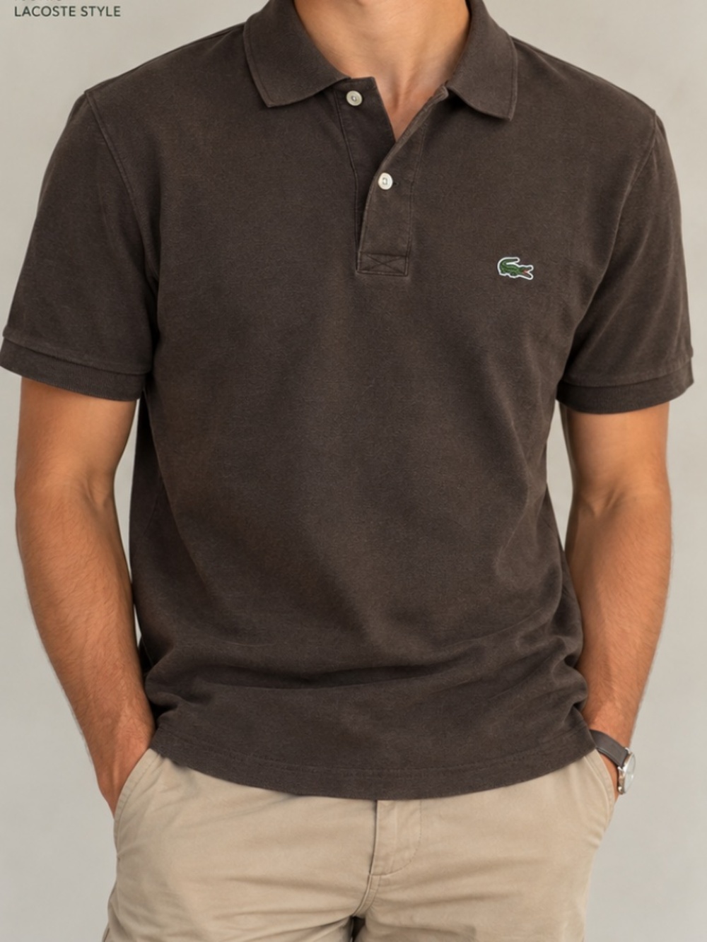 Dark Brown Lacoste Polo Shirt Size 6 XL Earth Tone Pique Preppy Grandpacore Old